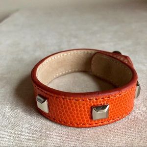Uptown Girl Orange Leather Snakeprint Cuff